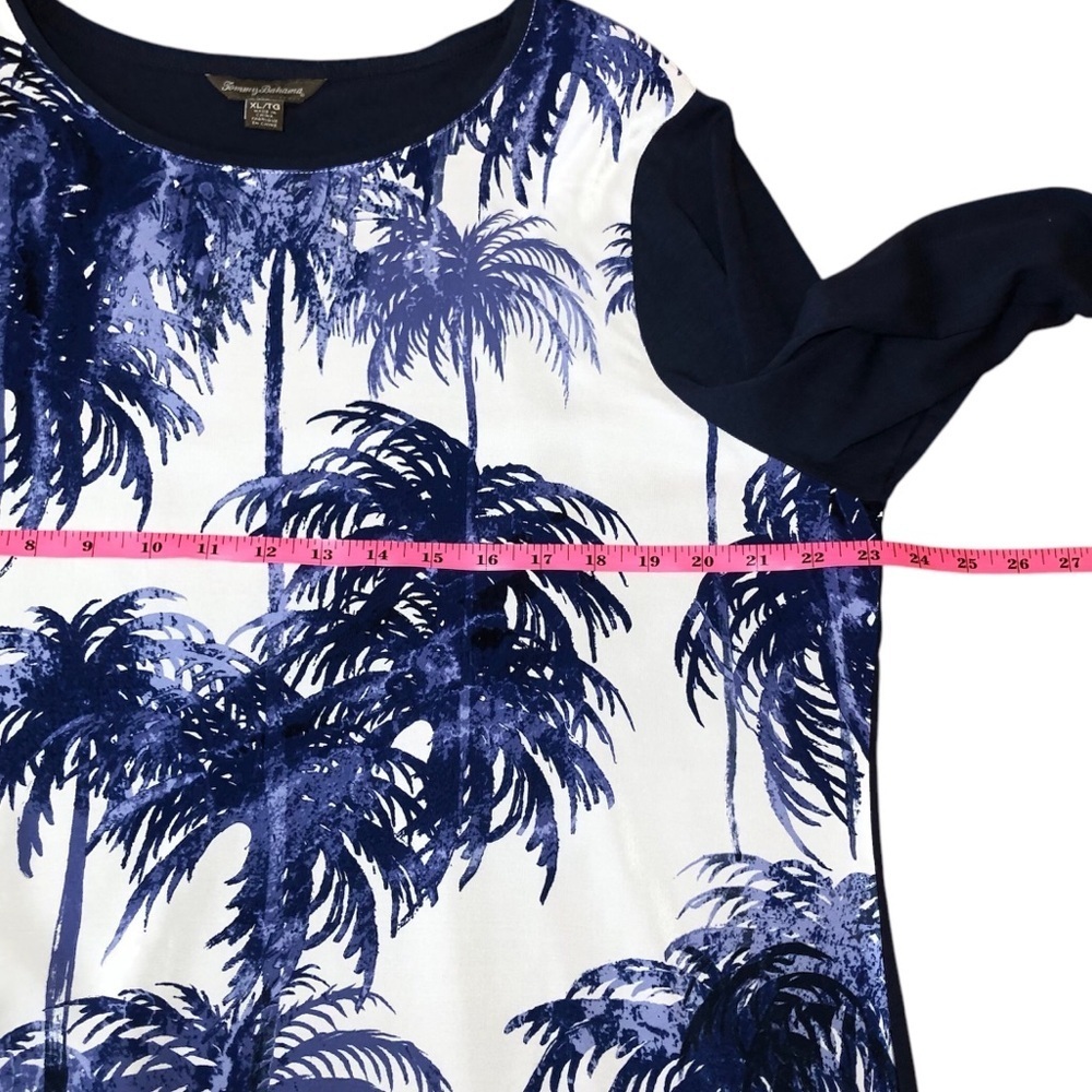 Tommy bahama Long sleeve White Blue Palm tree Print Blouse size XL - Picture 6 of 7